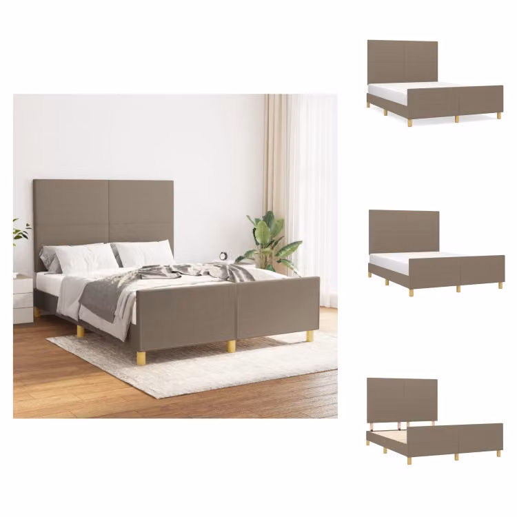 vidaXL Struttura letto con testiera in tessuto taupe 140x200 cm - Letti e strutture letto