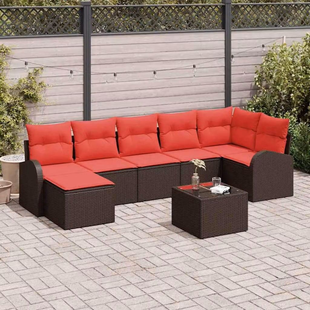 Maison Exclusive - Set da giardino composto da 8 pezzi. Colore: marrone. Materiale: rattan sintetico (poly rattan)