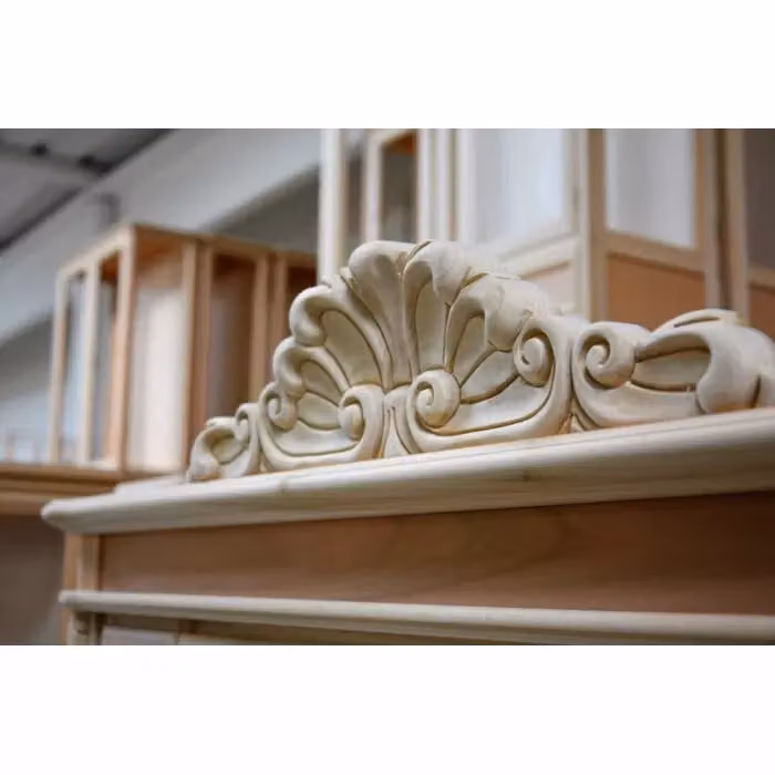 Vetrina classica con porta in vetro e serratura in legno non trattato Mobili 2G L/P/H: 111 x 44 x 192 cm – 2