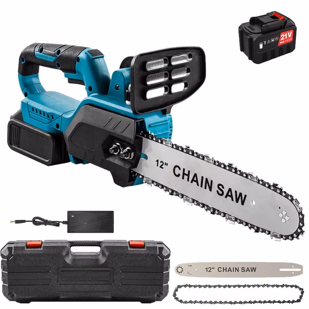 Troncatrice a catena elettrica - Motosega a batteria da 30 cm - Motore brushless - 1500 W - Batteria da 21 V - 1 batteria, spina di tipo EU