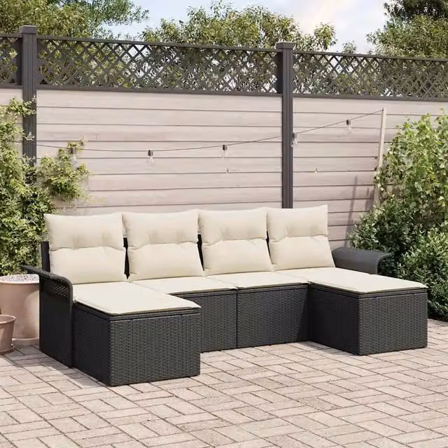 Set Divano da Giardino 6 pz Nero polyrattan 3345467