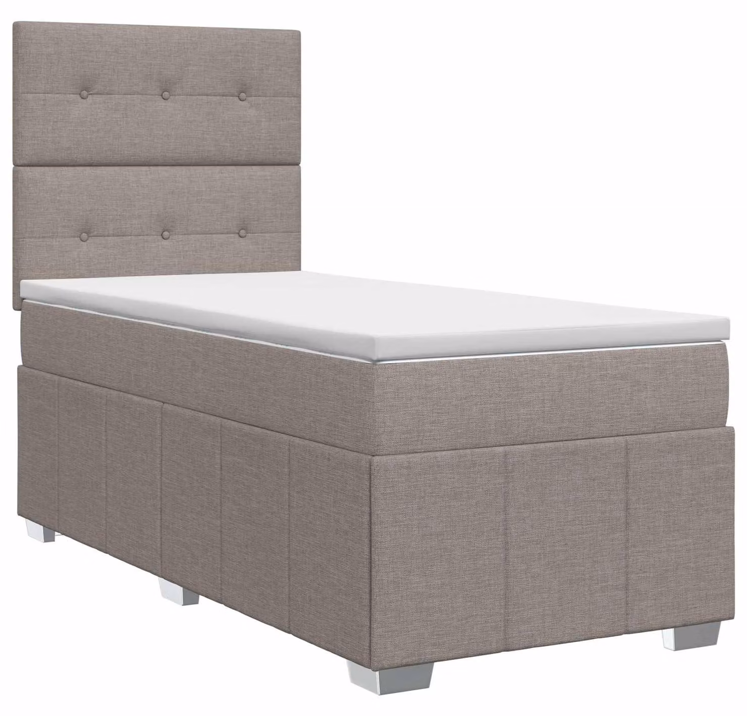 Letto a molle con materasso Taupe 100 x 200 cm in tessuto