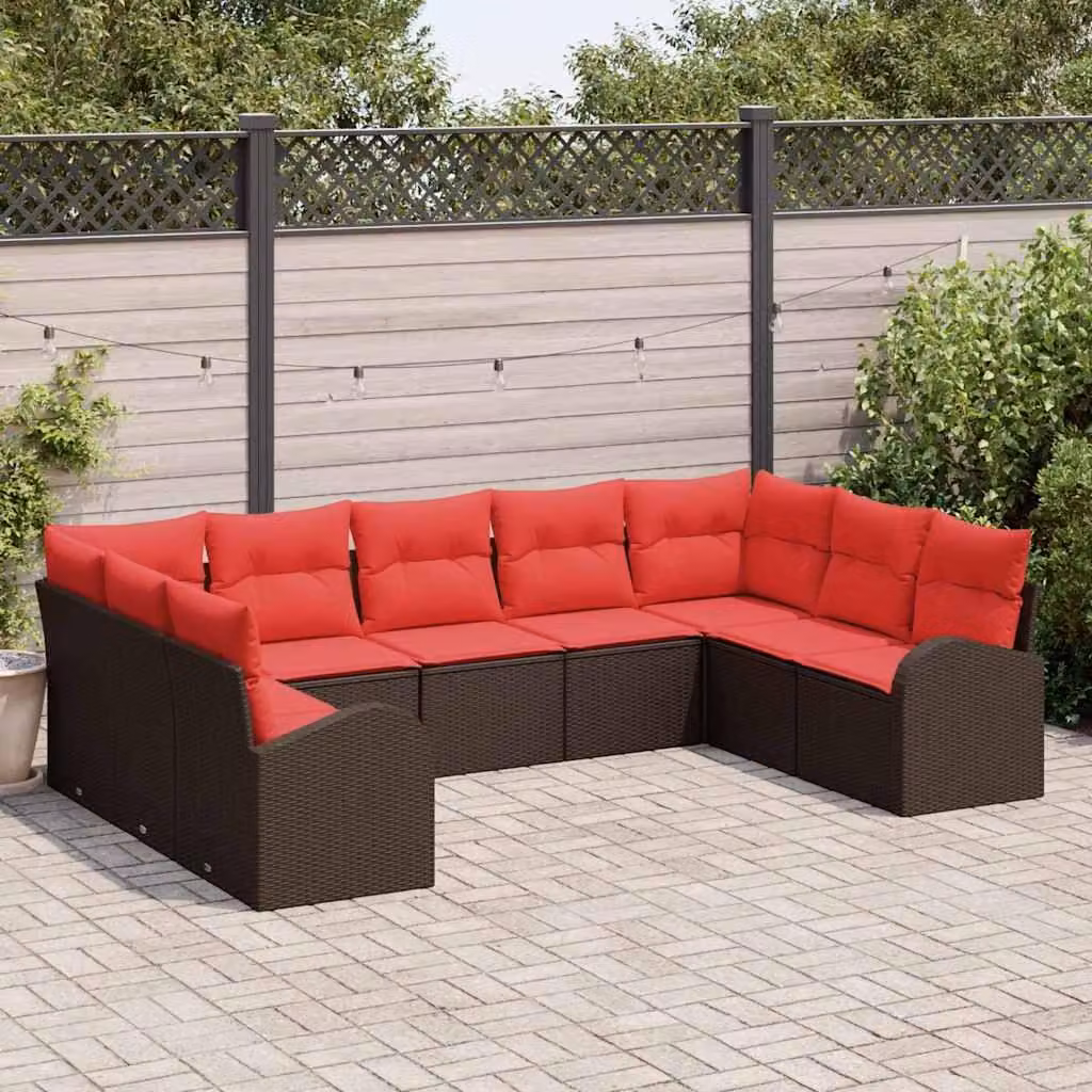 Maison Exclusive - Set divano marrone [Materiale sintetico]: rattan sintetico