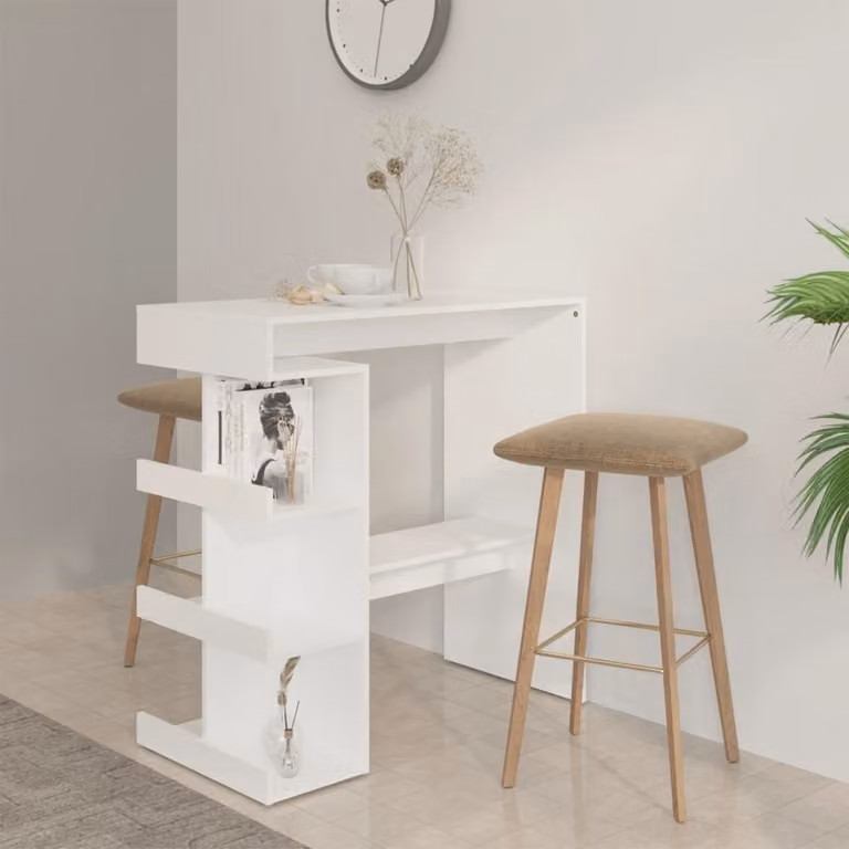 vidaXL Tavolo da bar con ripiano bianco 100x50x101,5 cm Materiale a base di legno - Tavolo da bar - Tavolo da bistrot - Tavolo alto