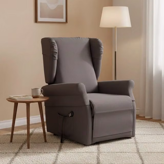 Poltroncina Treia DMORA, Poltrona Relax Sfoderabile con Braccioli in Nero Antracite, L: 75 cm, P: 84 cm, H: 107 cm – 1