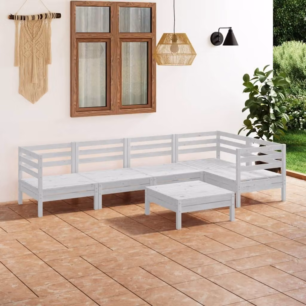 Maison Exclusive - Set Salotto da Giardino 6 pz in Legno Massello di Pino Bianco
