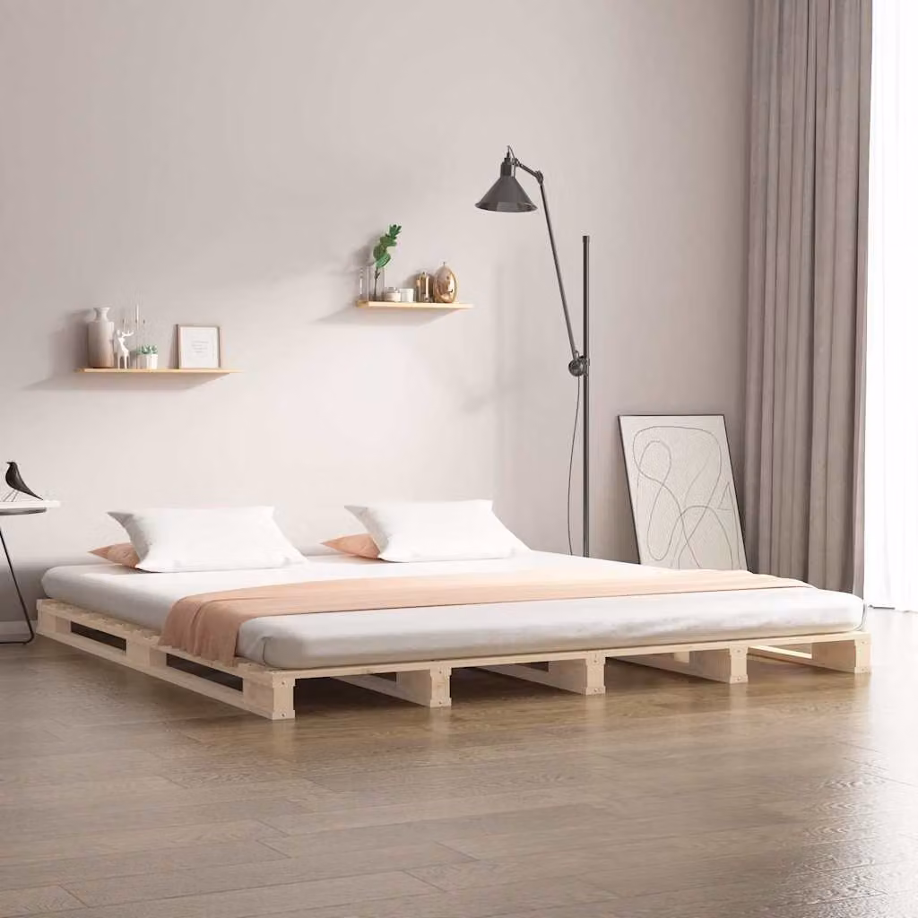 vidaXL Letto a Pallet in Legno Massello di Pino Marrone L: 160 cm, P: 200 cm – 1