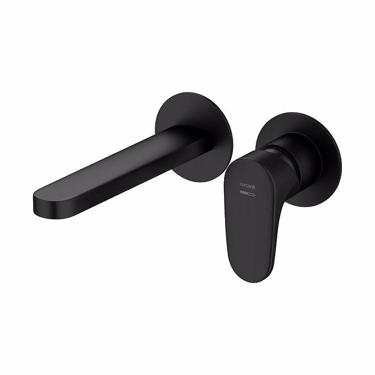 Miscelatore a leva per lavabo INVERTO, incl. corpo di montaggio, nero + leva oro (S951-296)