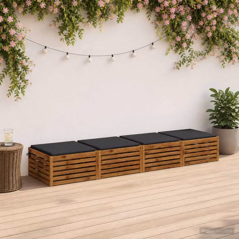 Set di 4 cuscini per sedia vidaXL in poliestere con fodera rimovibile e resistenza UV, disponibili in blu o nero