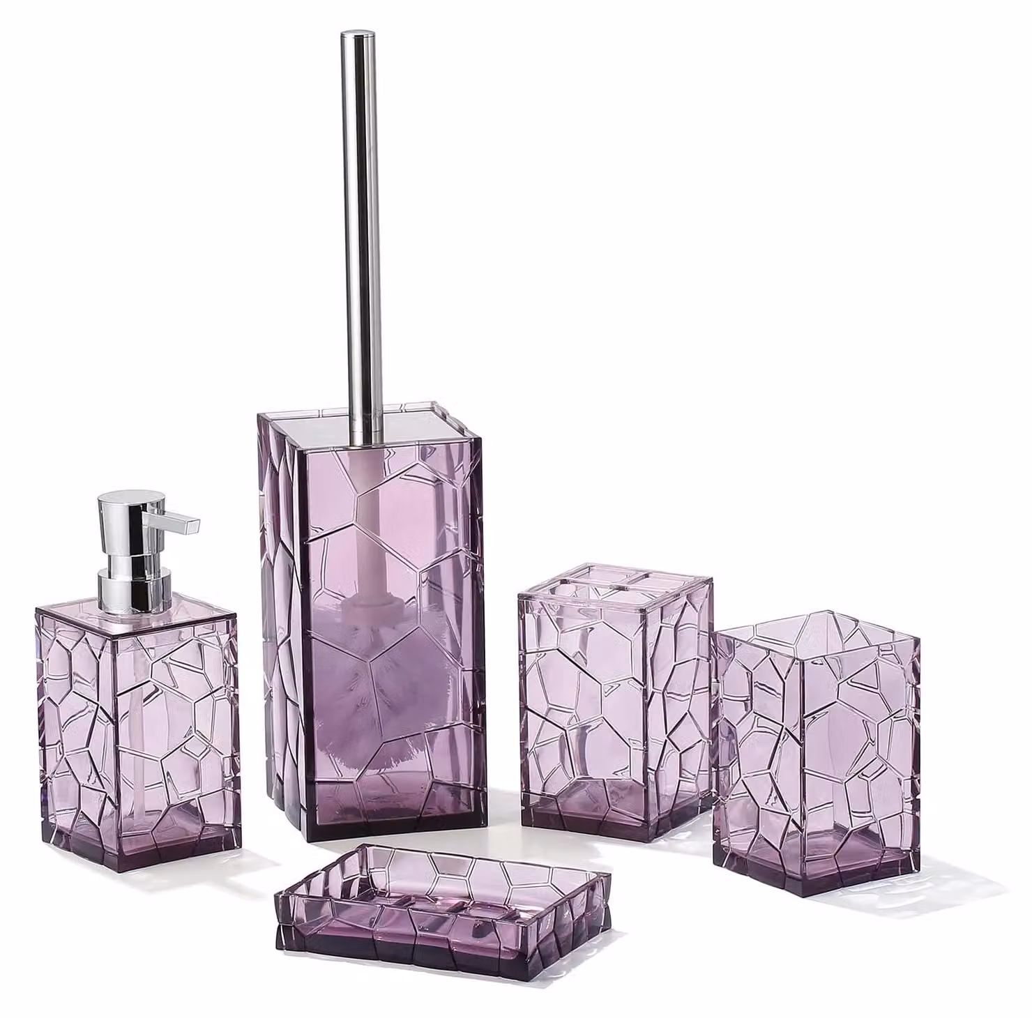 Set di accessori da bagno in acrilico trasparente, resistente alla ruggine, design trasparente