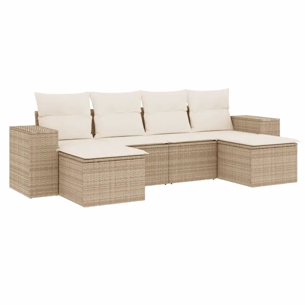 vidaXL Set Divano da Giardino a L 6 pz con Cuscini Beige e Struttura in Metallo – 2