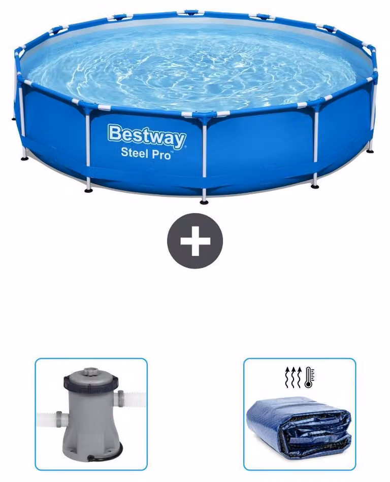 Bestway Steel Pro, piscina in acciaio, forma rotonda - 366x76 cm - composta da 3 parti, modello S22308