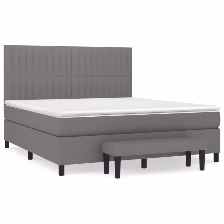 Giroletto a Molle con Materasso Grigio Scuro 160x200 cm Tessuto