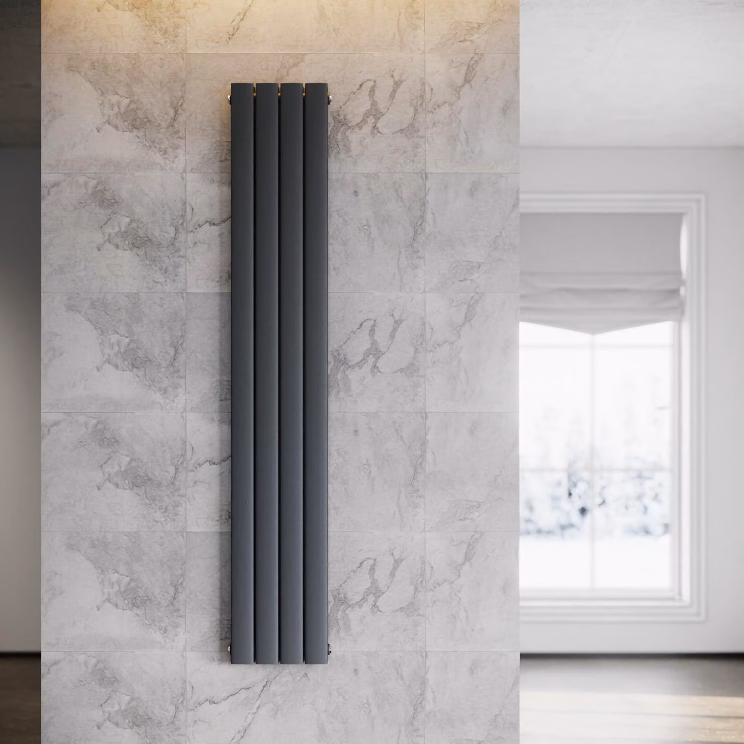 SONNI - Radiatore a pannello verticale, a due strati, colore antracite, dimensioni 1800x311 mm, senza resistenza riscaldante