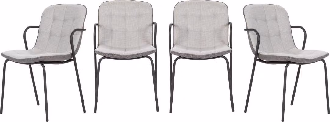 Calicosy - Set di 4 sedie in tessuto con gambe in metallo H81 cm - ZÉLIE