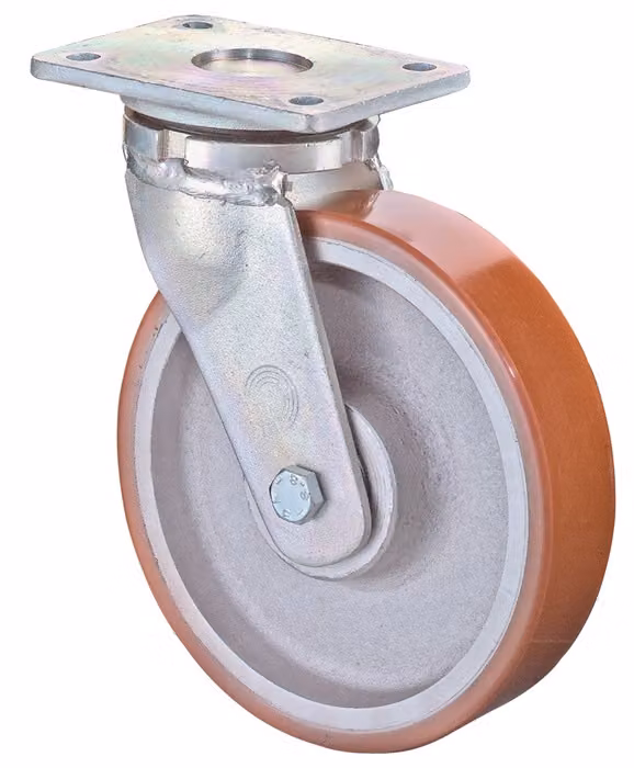 BS Ruote girevoli RR100.C10.202 Diametro 200mm Portata 1400kg Piastra 200x160mm Ruota Alluminio / fusione PUR95 - RR100.C10.202