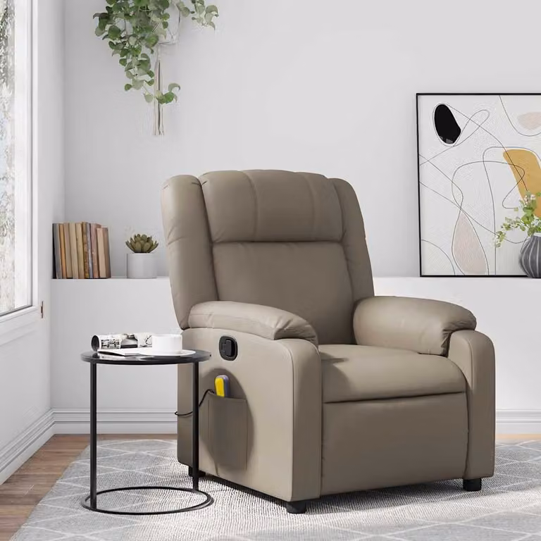 Poltrona relax reclinabile vidaXL in similpelle beige e marrone con braccioli