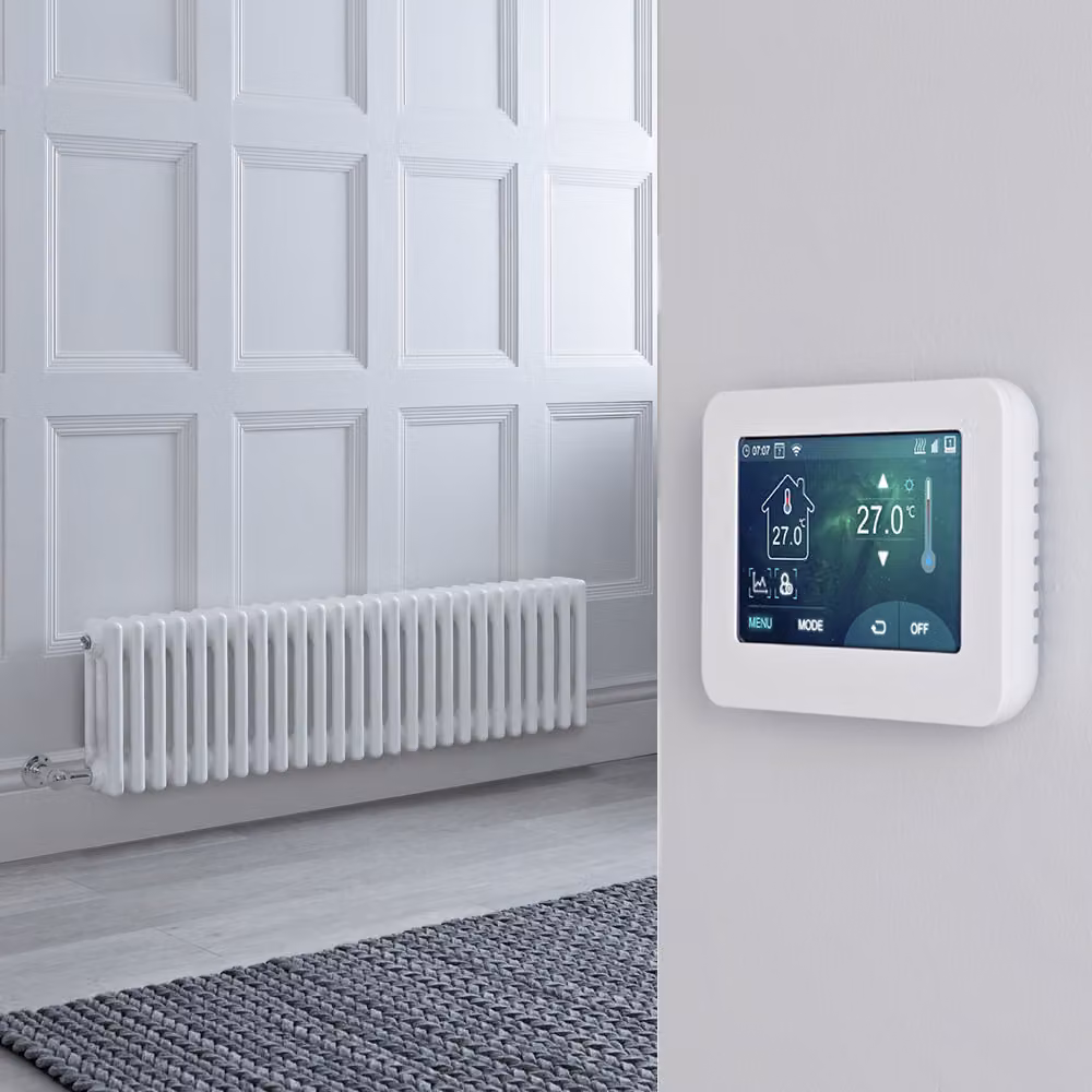 Radiatore Elettrico Orizzontale Tradizionale 3 Colonne Bianco 300x1190mm - Termostato Wi-Fi Touch - Regent