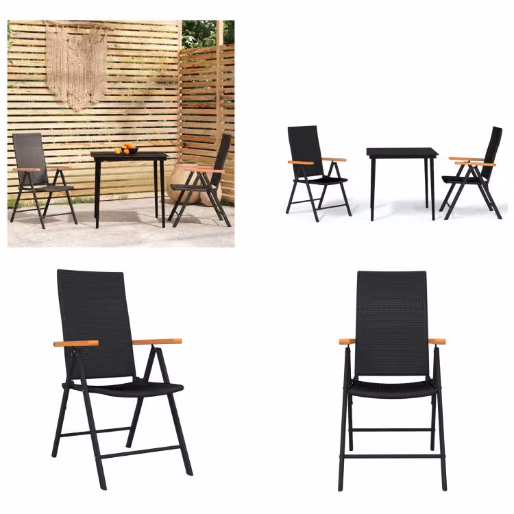 vidaXL Set da pranzo da giardino 3 pezzi nero - Set da pranzo da giardino - Set da pranzo da giardino - Set da pranzo - Set da salotto