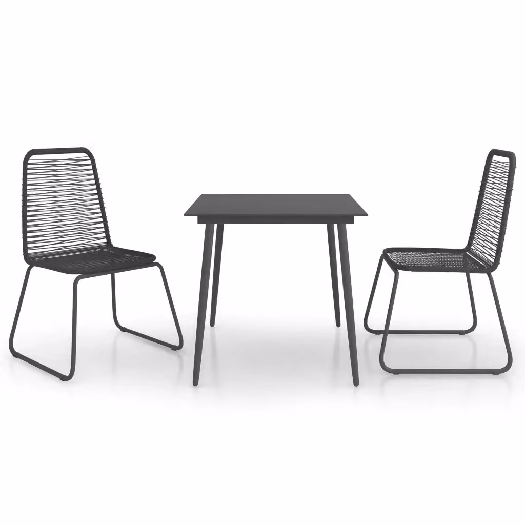 Set da pranzo da giardino moderno vidaXL in polyrattan nero con tavolo in vetro e 3 sedie – 2