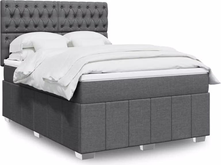 Maison Exclusive - Giroletto a Molle con Materasso Grigio Scuro 160x200 cm Tessuto