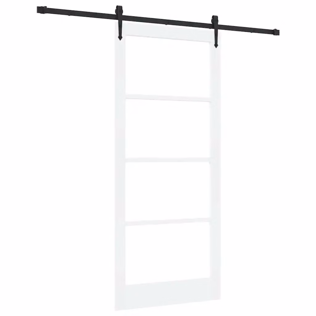 Porta scorrevole ORKDAL vidaXL in legno di pino e vetro, Bianco opaco, H: 211 cm, L: 93 cm – 2