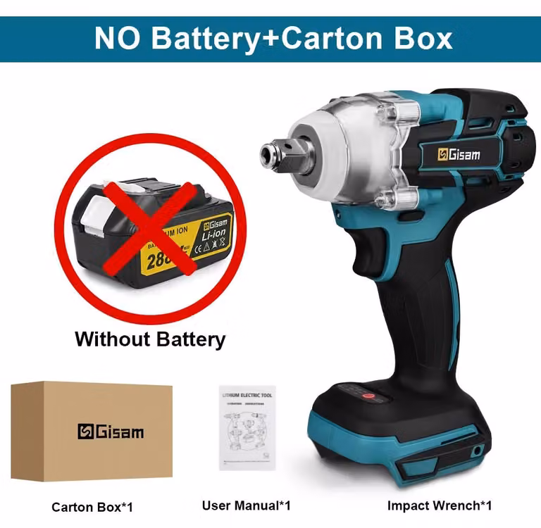 Avvitatore a impulsi - Avvitatore a impulsi a batteria da 18V - Senza fili - Motore brushless - Coppia di 520 Nm - Attacco quadrato da 1/2" (1,27 cm) - Senza batteria e caricabatterie