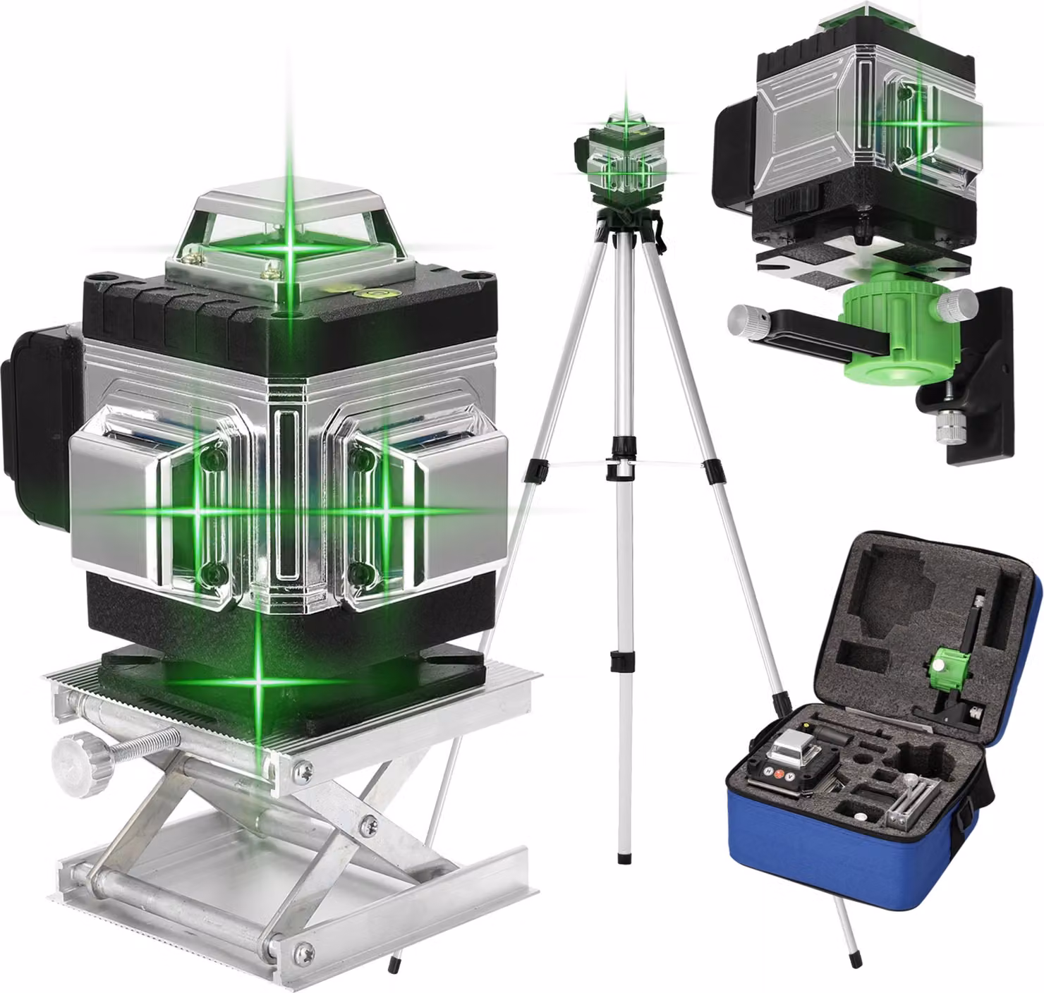 Livella laser multifunzionale a 16 linee �C 3�� autolivellante verticale e orizzontale con asta di prolunga regolabile da 1,2 m per misure precise