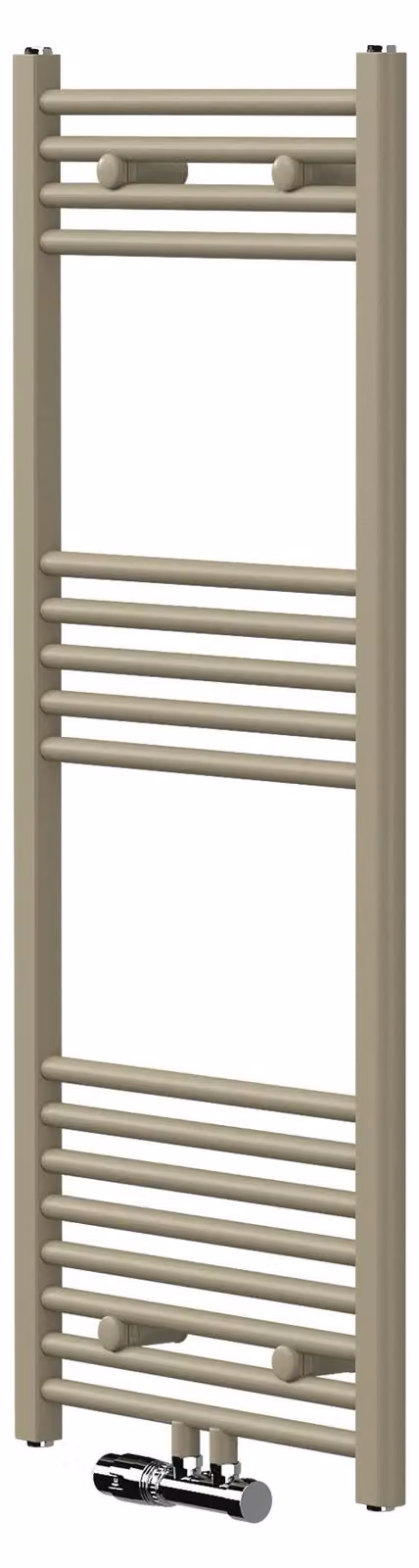 Asciugamani radiante LuxeBath, 500x1200 mm, con valvola a muro, radiatore per bagno con attacco centrale, asciugamani elettrico, porta asciugamani per bagno, color beige