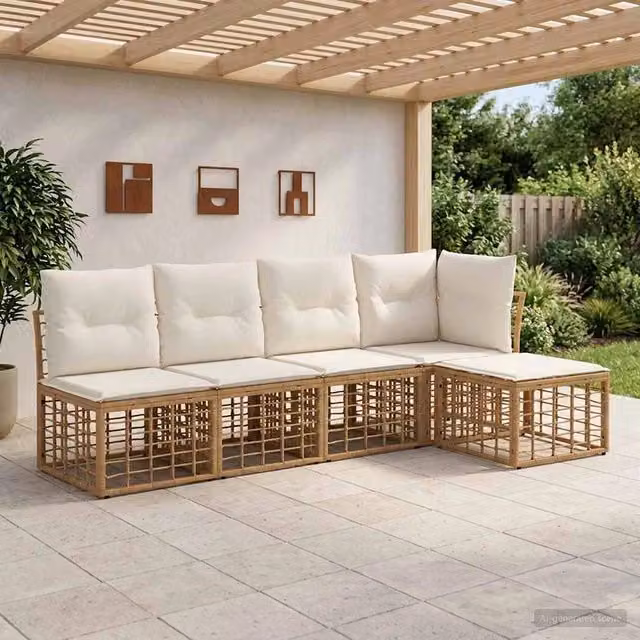 Set di divani da esterno Naturale Poliestere 3437452