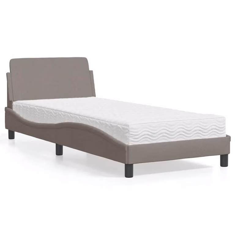 Letto con Materasso Dover vidaXL in Tessuto Tortora L: 80 cm, P: 200 cm