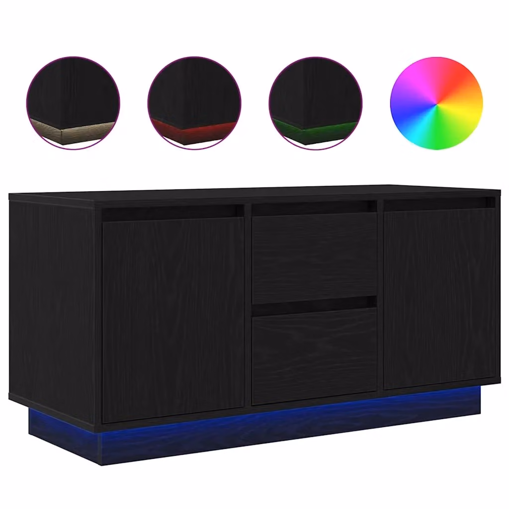 Mobile Porta TV Moderno vidaXL con Luci LED Integrate, Rovere e Nero, L: 100 cm, P: 41 cm, H: 50 cm – 2