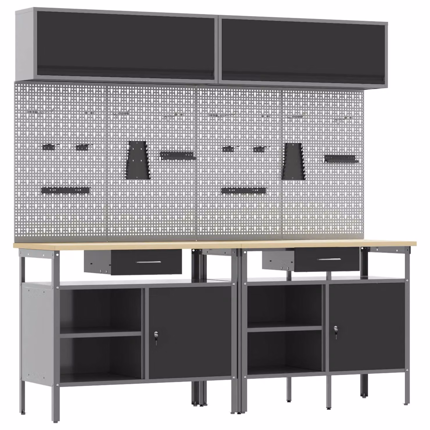 vidaXL Set banco da lavoro 8 pz Nero e Grigio