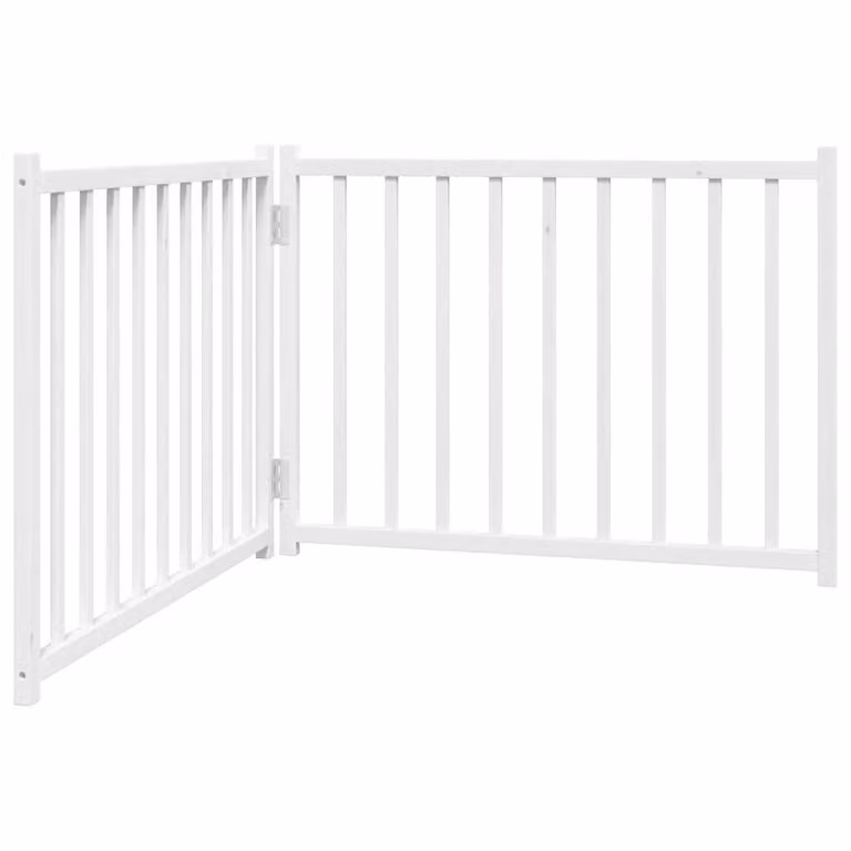 Cancello Cani Pieghevole 2 Pannelli Bianco 160cm Massello Abete