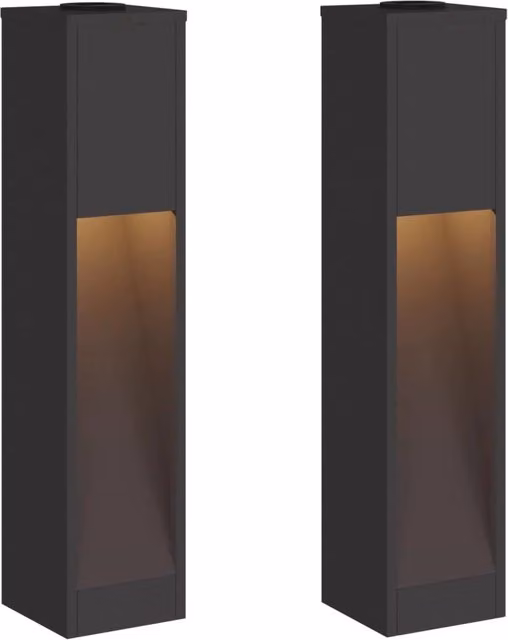 Set di 2 lampade solari a LED autoportanti per vialetti e giardino in metallo nero con luce up/down, L/P/H: 18 x 18 x 80 cm – 1