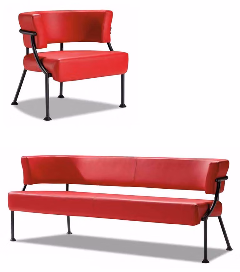 Rote Sofagarnitur Moderne Kunstleder Bank Designer Einsitzer 2tlg Set