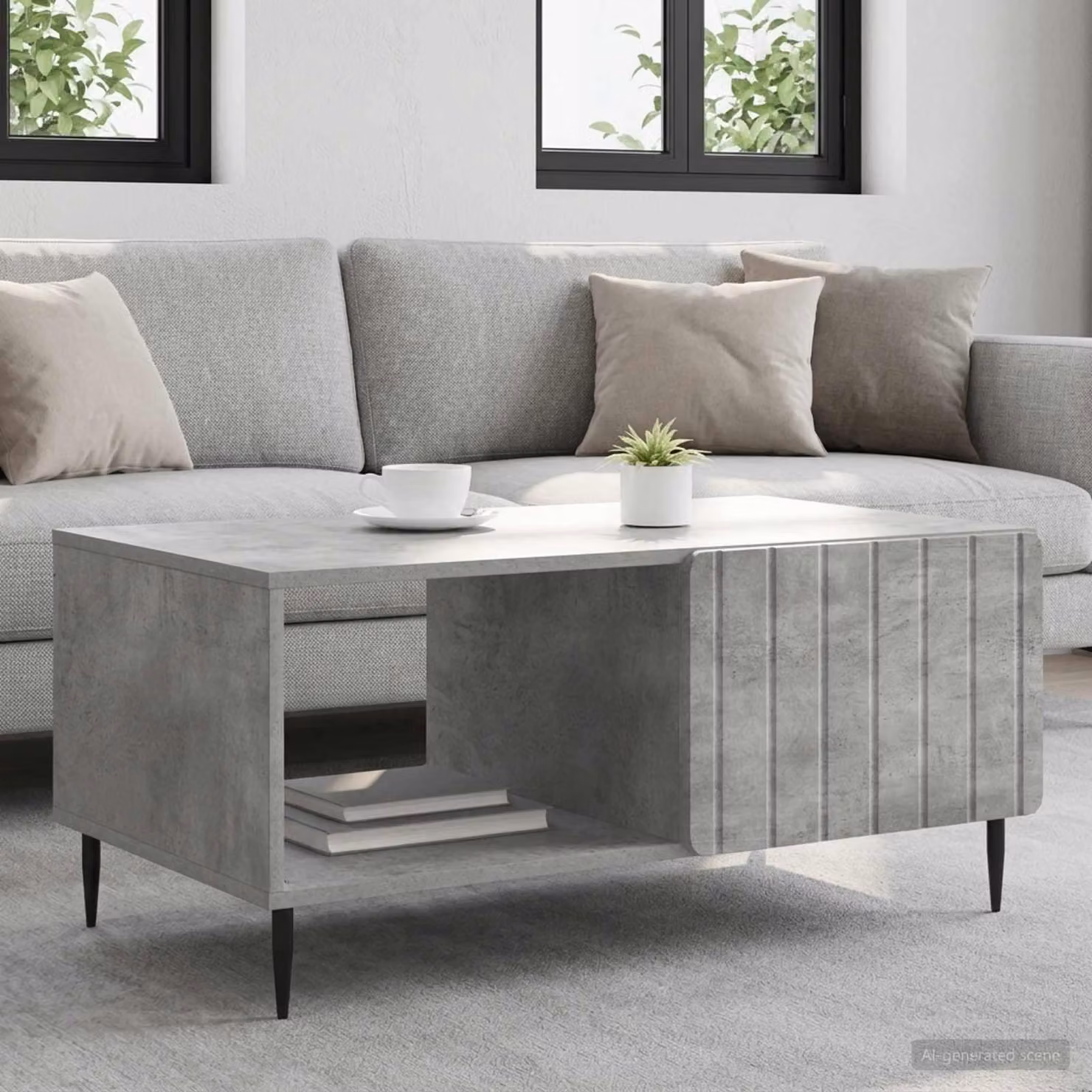 Maison Exclusive - Tavolino grigio cemento 90 x 50 x 40 cm in materiale derivato dal legno