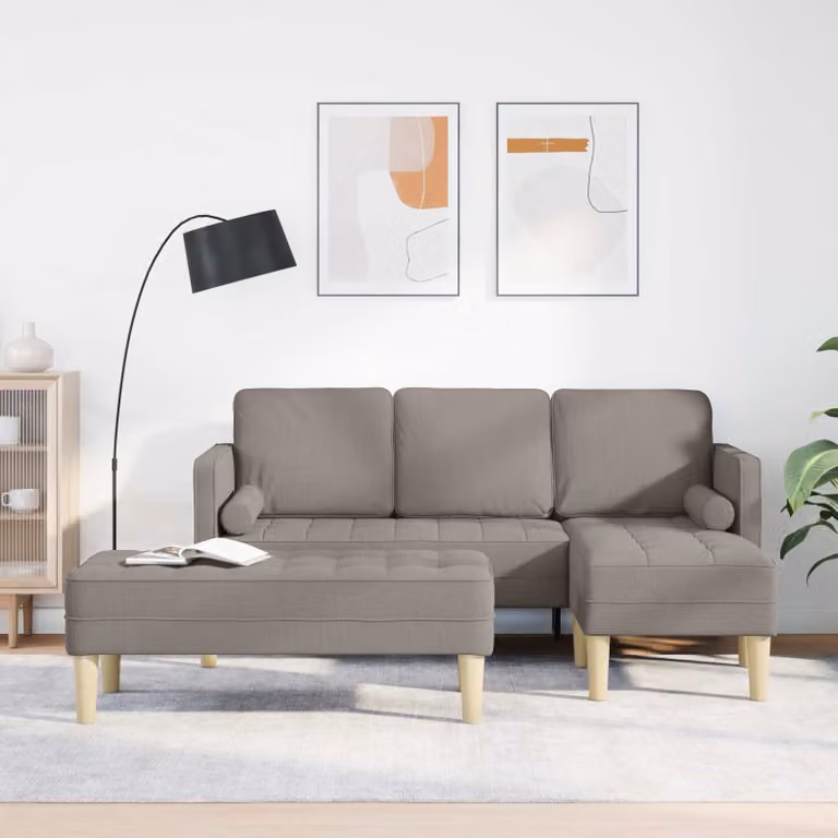 Set di divani 2 pz vidaXL Talpa in tessuto reversibile a forma di L per soggiorno, beige o grigio