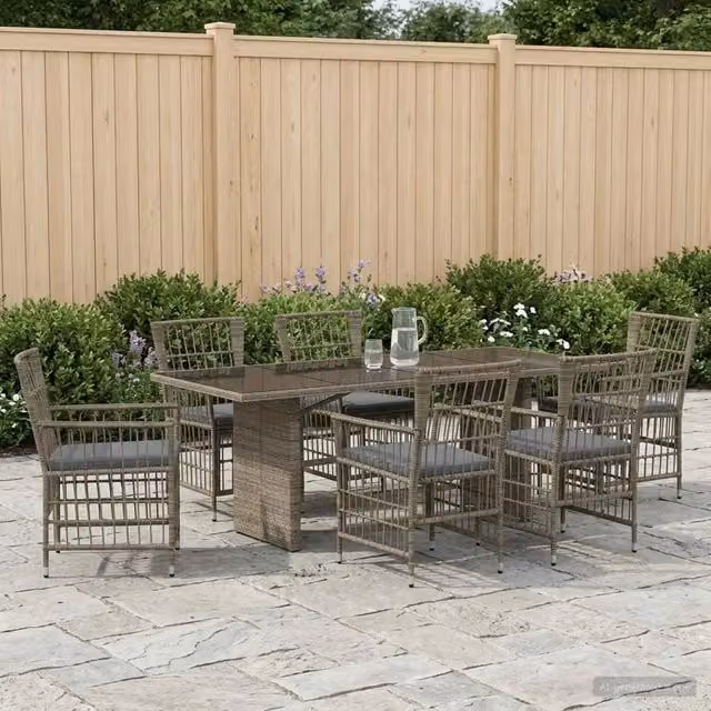 Set da pranzo per esterni 7 pz Grigio polyrattan 3448950