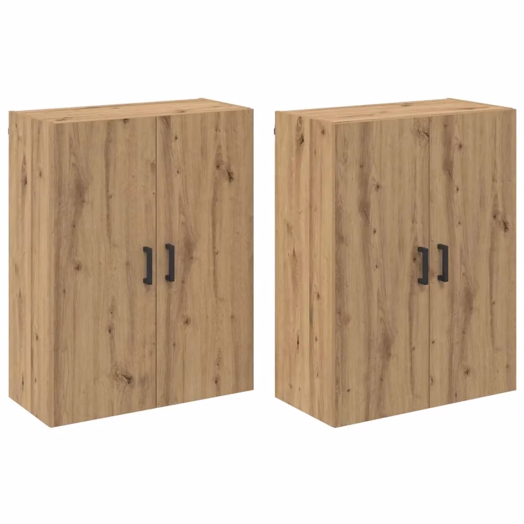 Set di 2 mobiletti a muro moderni vidaXL in legno rovere marrone con ante a battente, L/P/H: 69,5 x 34 x 90 cm – 2