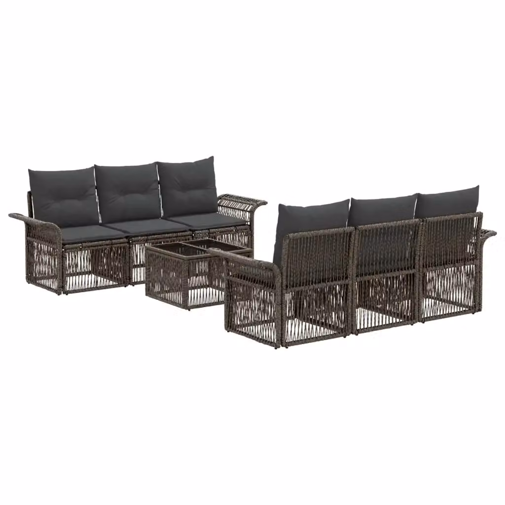 Set da giardino moderno vidaXL composto da 7 pezzi in rattan grigio con divani e tavolino da caffè – 2