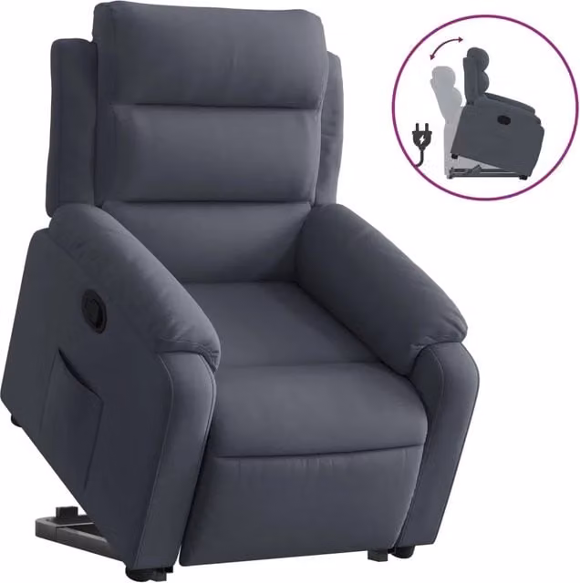 Poltrona | Sedia Relax Alzapersona Reclinabile Grigio Scuro in Velluto