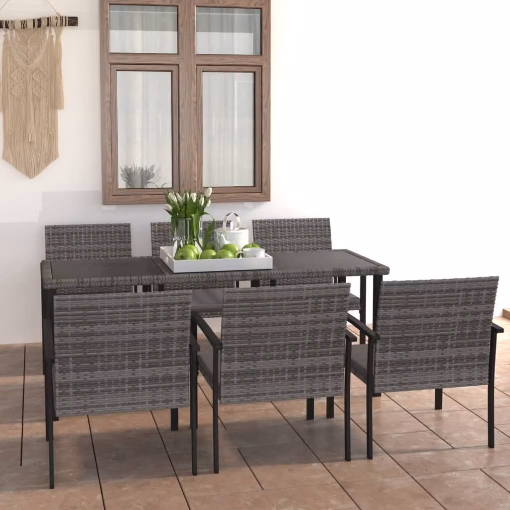 Maison Exclusive - Set da pranzo da giardino 7 pezzi in polyrattan grigio