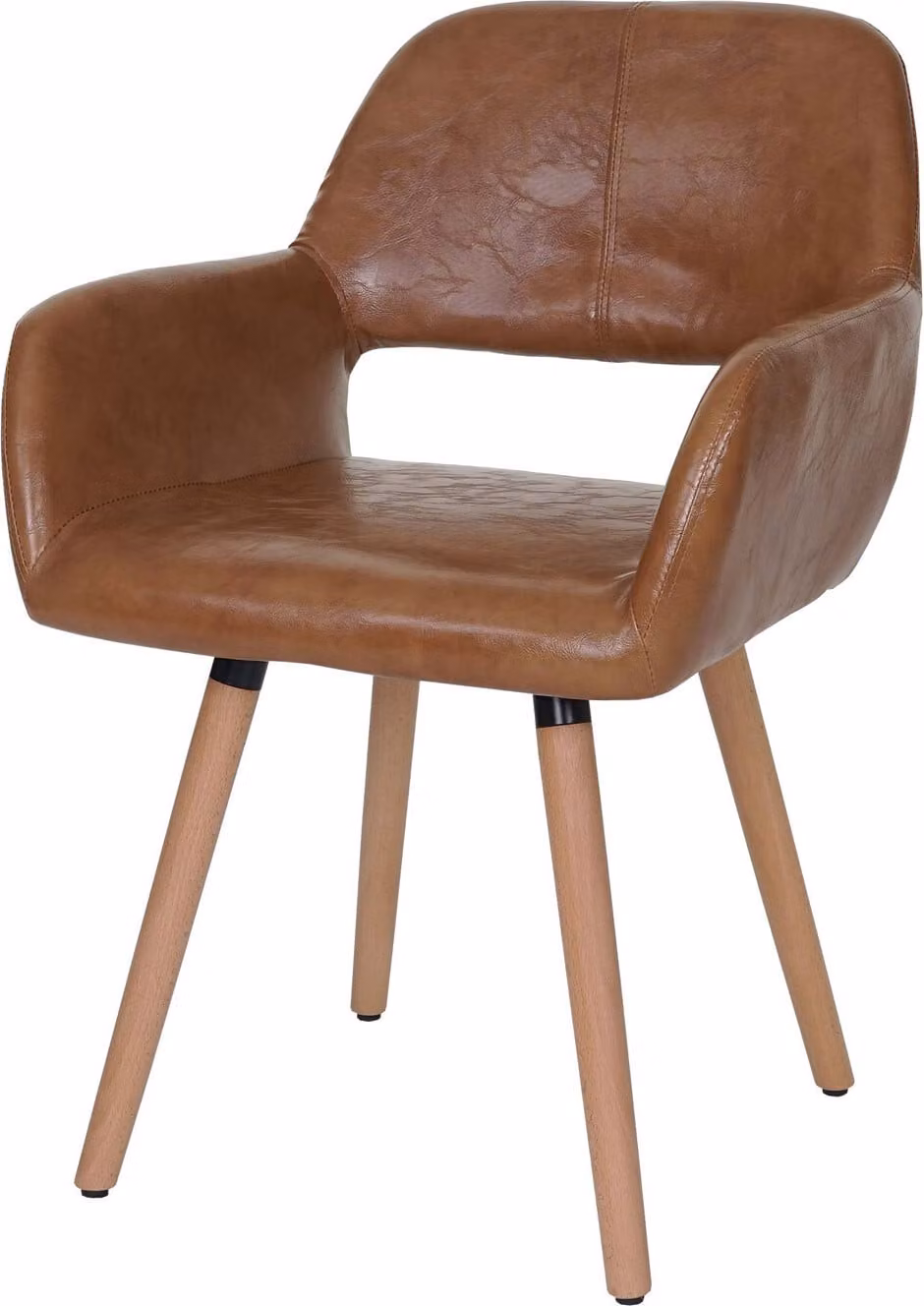 Sedia da sala da pranzo HWC-A50 II, sedia da cucina, design retrò anni '50 ~ Pelle finta, similcamoscio, gambe chiare