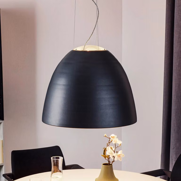 Artemide Lampada a sospensione Nur, dimmerabile, Nero, Soggiorno / Sala da pranzo, Alluminio, Design, Lampada a sospensione