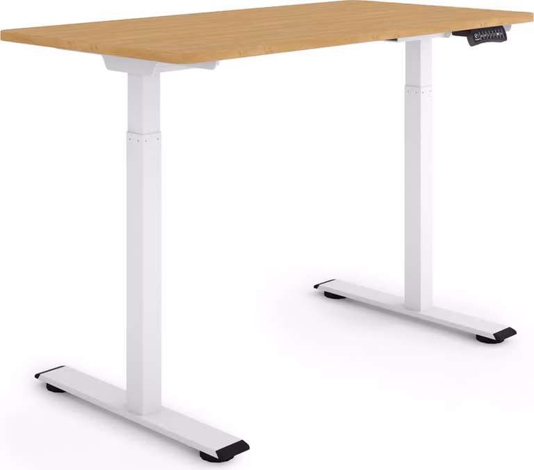 ESMART Germany ERX-122WBA 120x60cm Decorazione in bambù Scrivania ergonomica regolabile in altezza elettricamente in modo continuo 73,5-122,5 cm 3 x memoria Promemoria attività Doppio motore Montaggio rapido