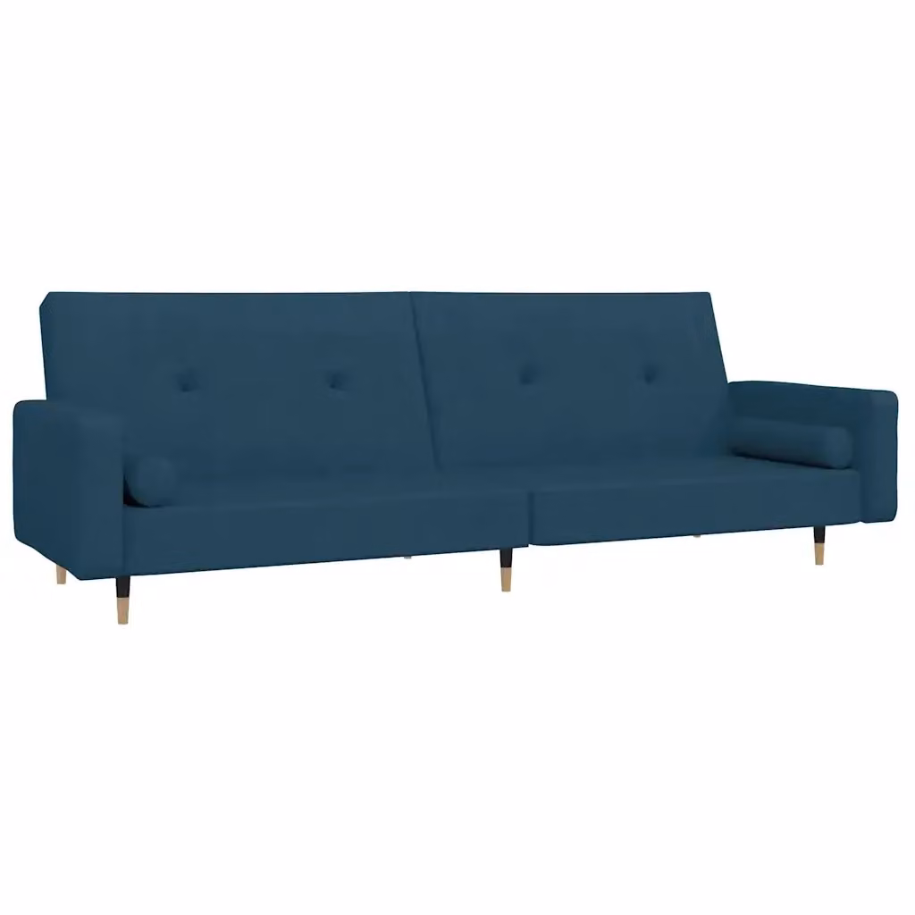 Divano Letto Click-Clack vidaXL in Velluto Blu con Cuscini, Moderno e con Funzione Letto – 2