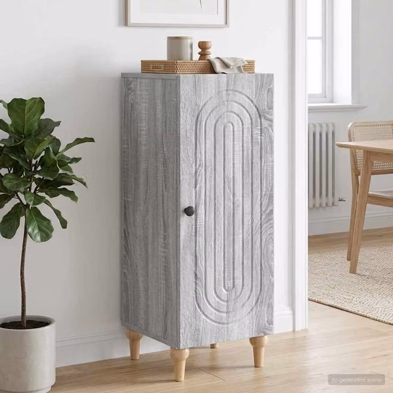Credenza vidaXL in legno ingegnerizzato MDF Grigio, stile minimalista, L/P/H: 33 x 34,5 x 90 cm