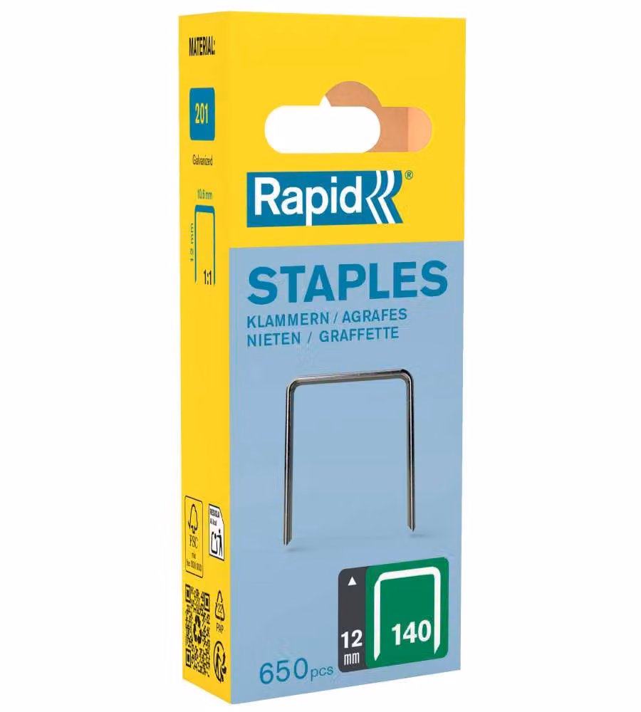 Rapid Graffe a Filo Largo 12 mm Acciaio Zincato - 650 pezzi
