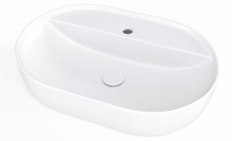 Lavabo da appoggio SAT Infinitio, dimensioni 60x40 cm, con piano di appoggio, bianco opaco